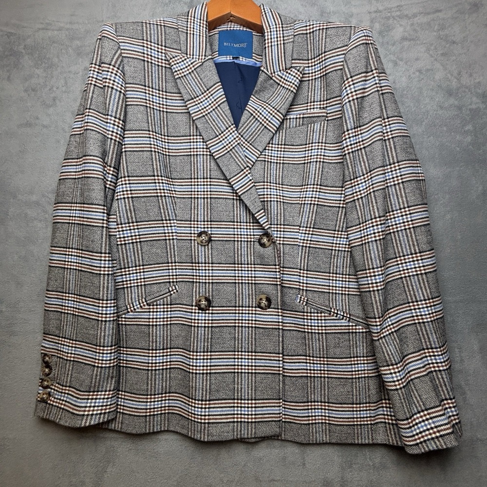 Biltmore Blazer Sport‎ Coat Women's Plaid Wool Flannel Jacket Size 14